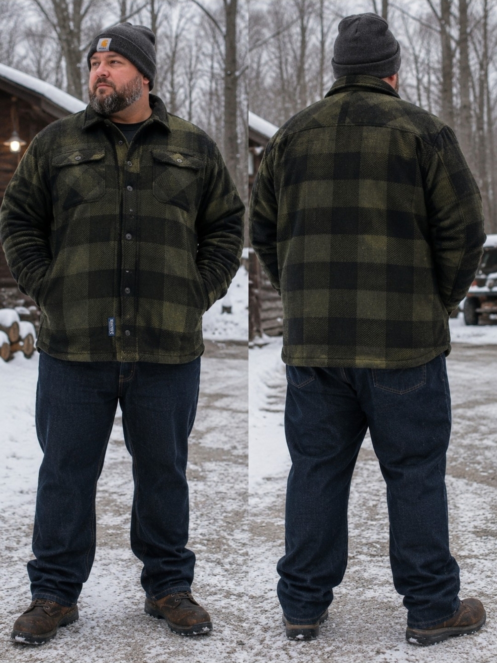 SMITH Olive and Black Buffalo Plaid Shirt Jacket